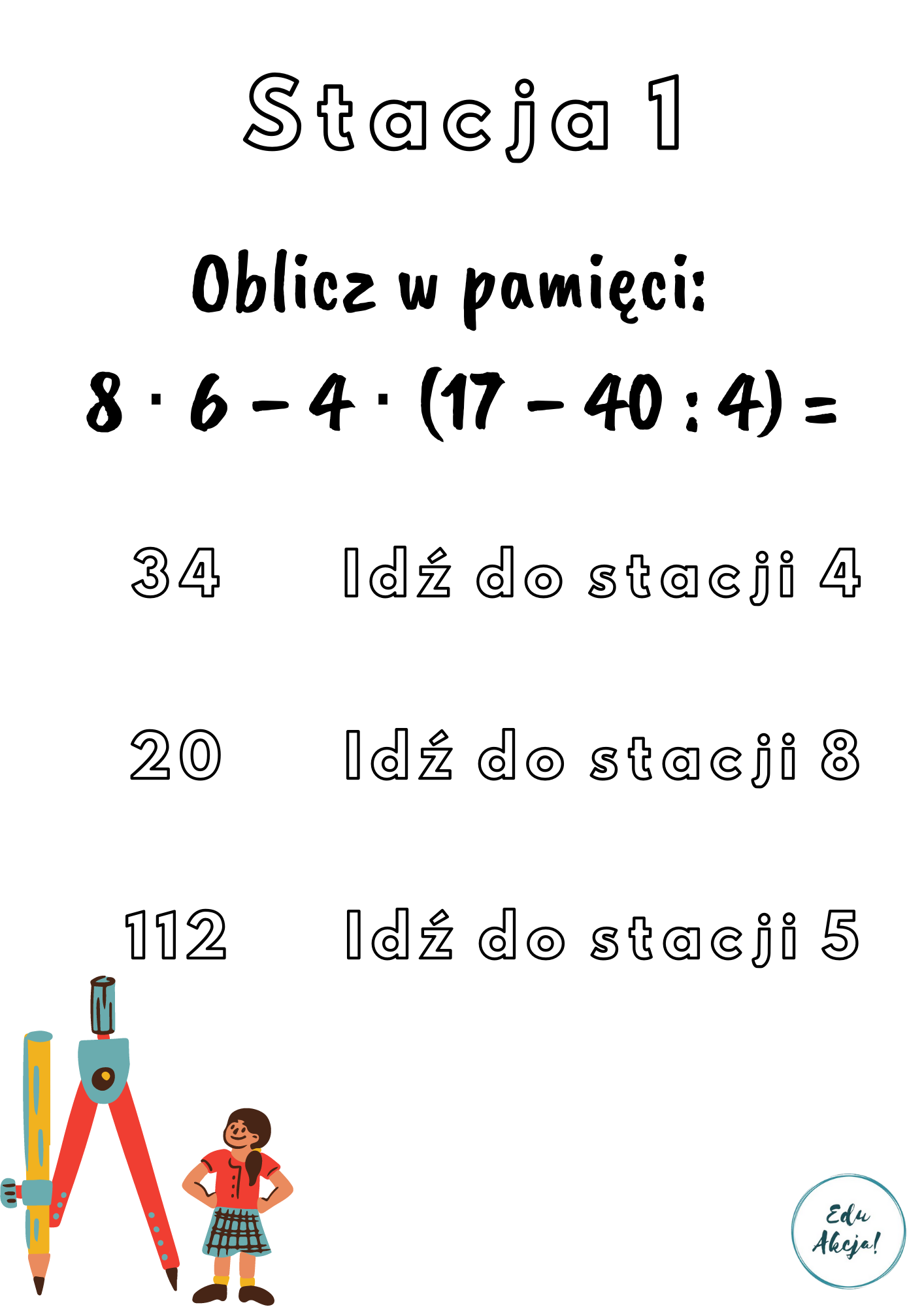 Stacje zadaniowe – powtórzenie wiadomości w klasie 4